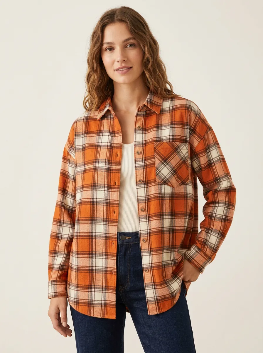Plaid Flannel Plaid Long-Sleeve Shirt