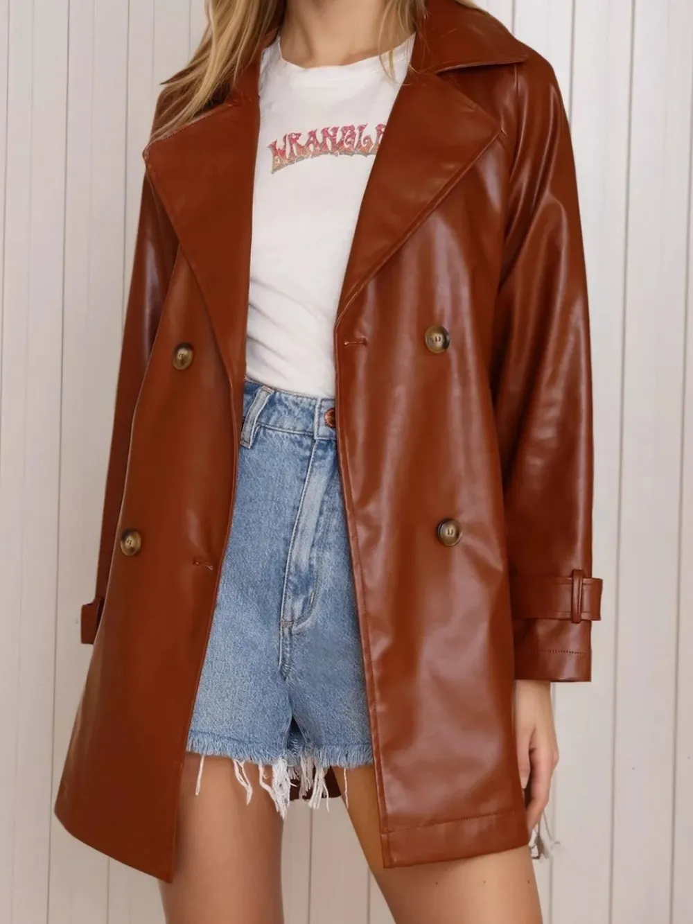Leather Double-breasted Jacket