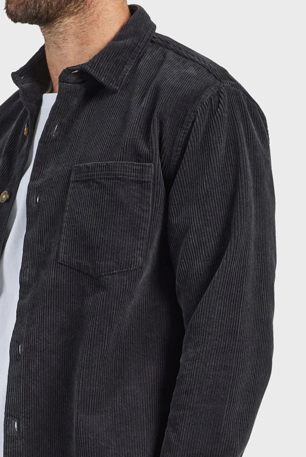 Textured Corduroy Casual Overshirt