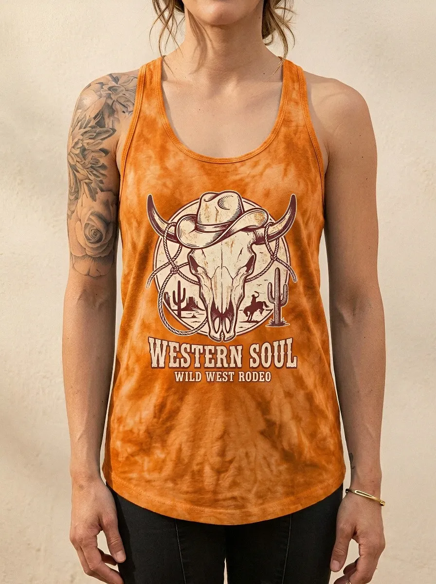 Western Soul Cow Tank Top Modern