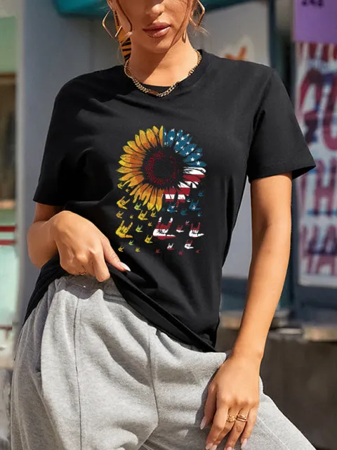 Chic Round-Neck Collared Short-Sleeve Knit T-Shirt