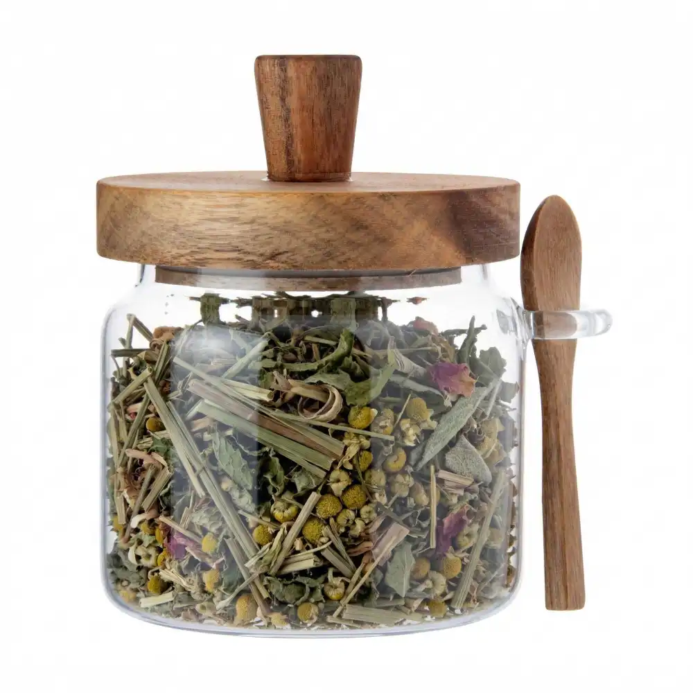Acacia-Lid Ingredient Jar With Spoon