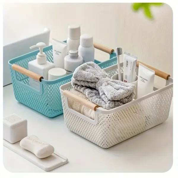 2pcs Modern Open-Top Plastic Storage Basket