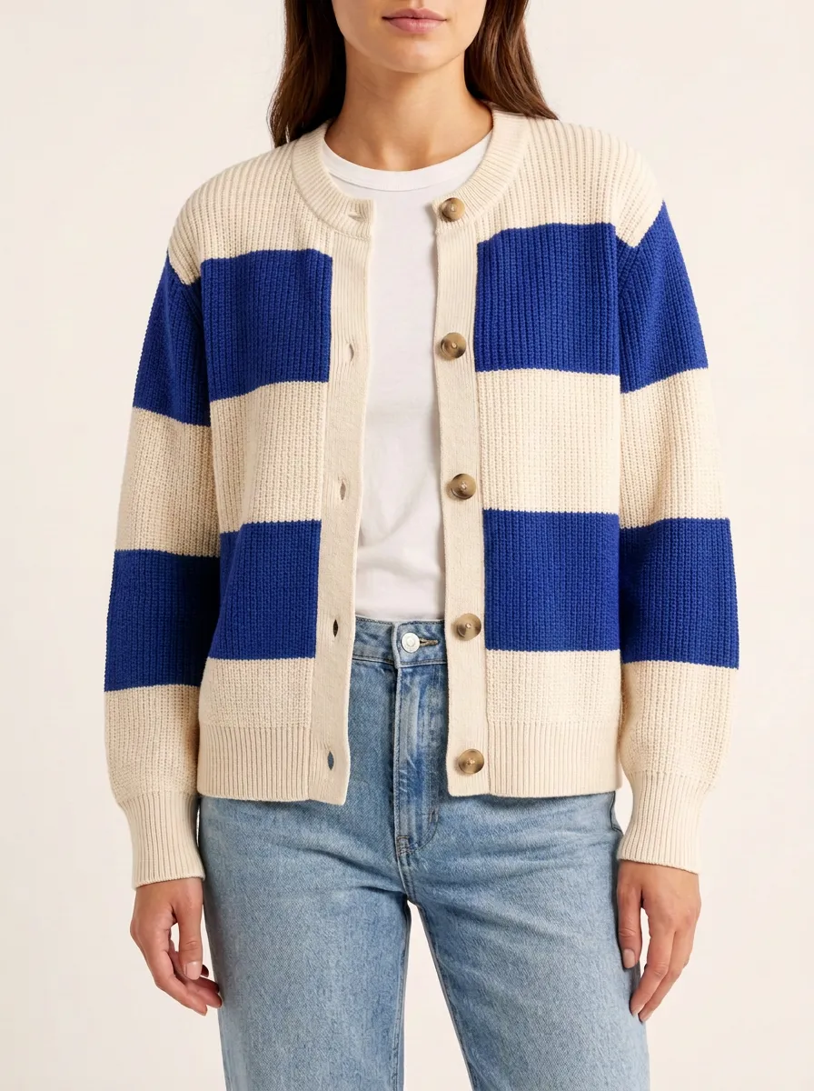 Rugby and Striped Knit Cardigan