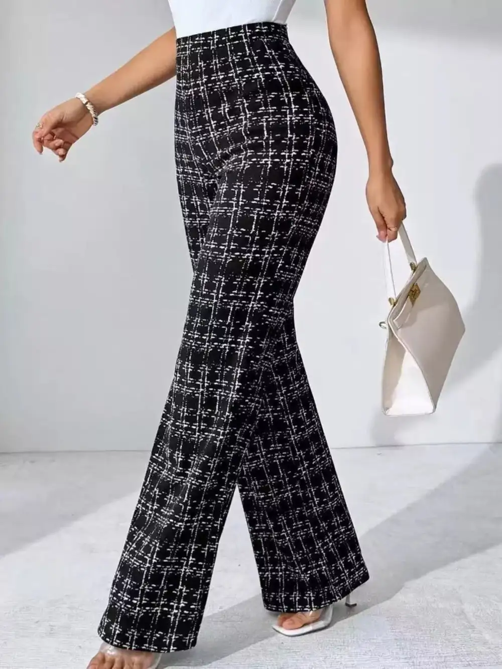 Plaid Wide Leg Casual Pants