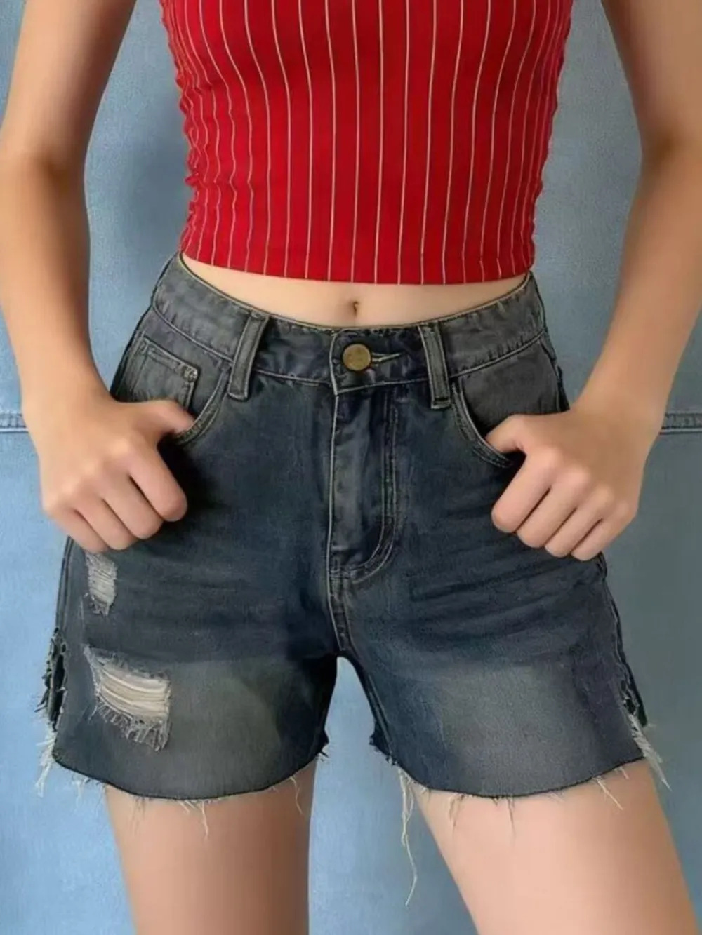 Distressed Hem Shorts