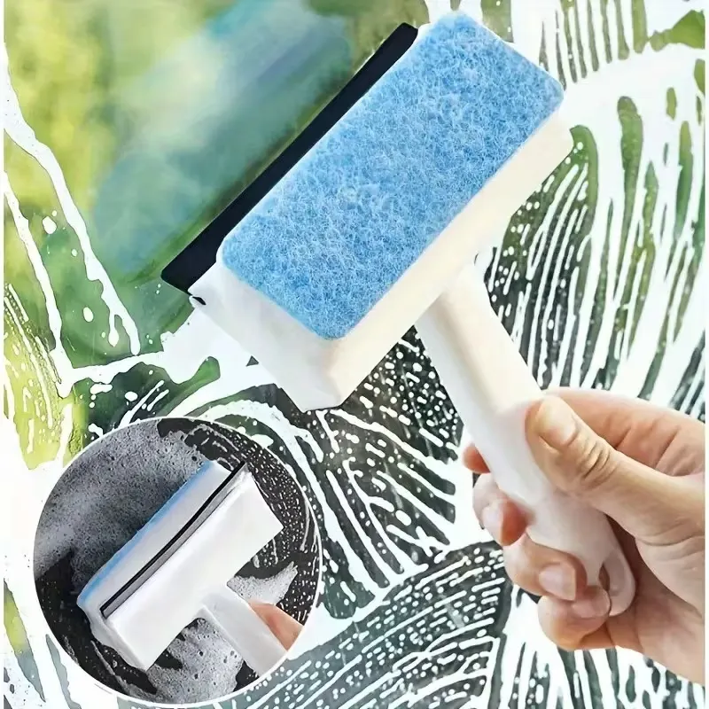 2-in-1 Sponge Scrubber & Squeegee Brush