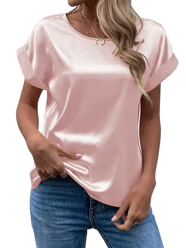 Relaxed Short Sleeve Round Neck Polyester T-Shirt