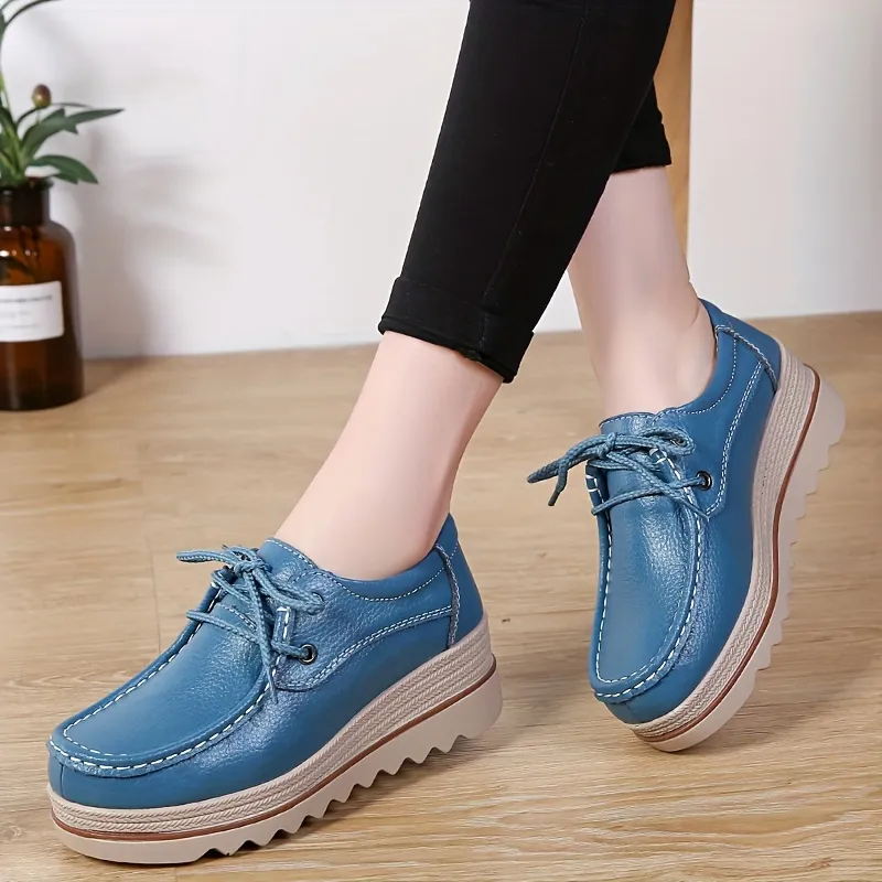 Platform Lace Up Wedge Sole Sneakers