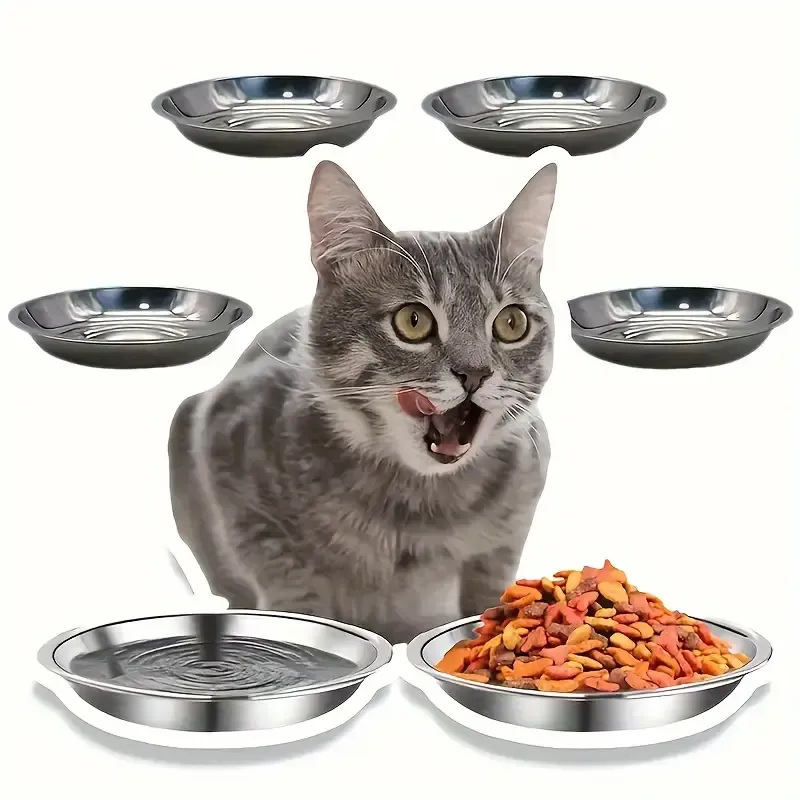 Set of 5 Stainless Steel Cat Bowls