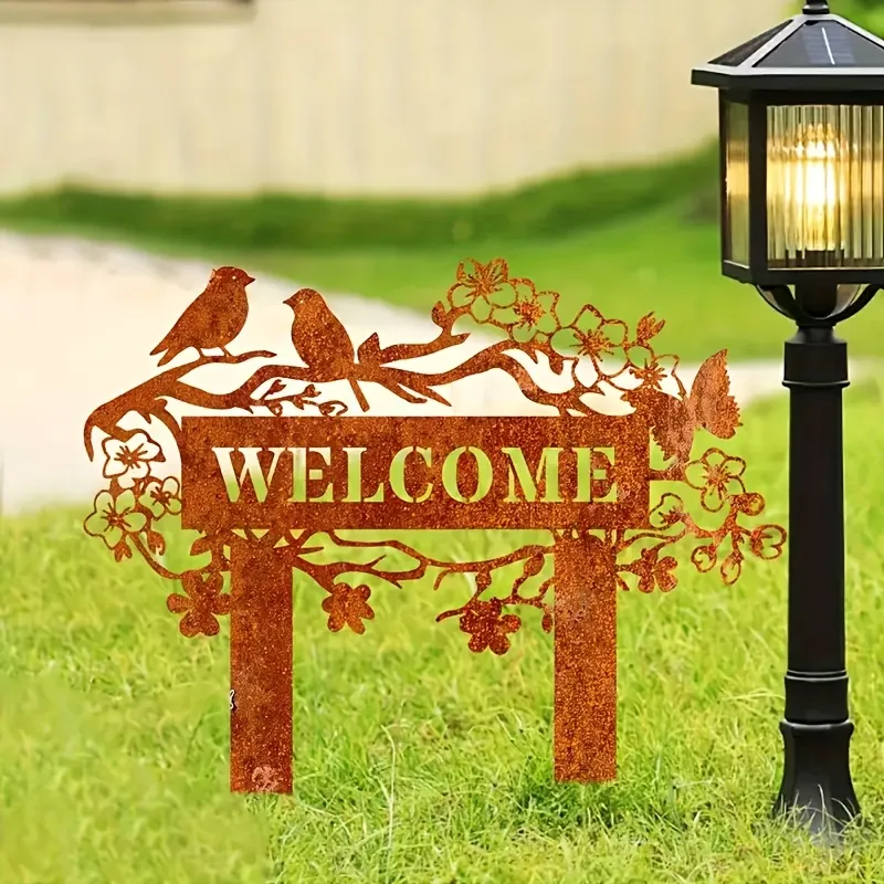 Rustic Welcome Garden Stake