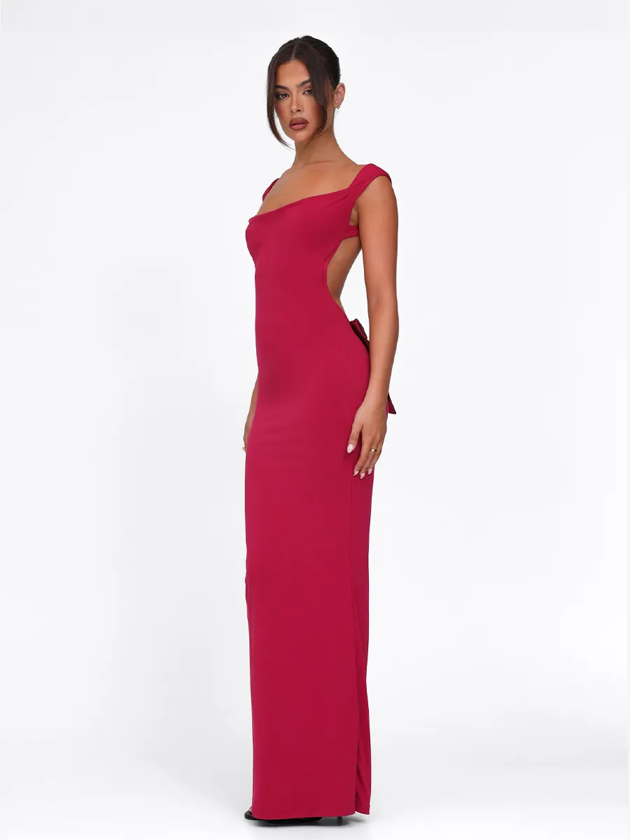Alma Backless Bow Maxi Dress