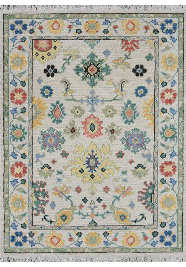 Artisan Hand Knotted Floral Oushak Inspired Wool Area Rug