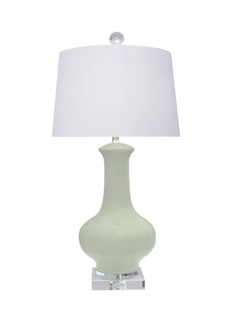 Gourd-Form Porcelain Drum-Shade Lamp