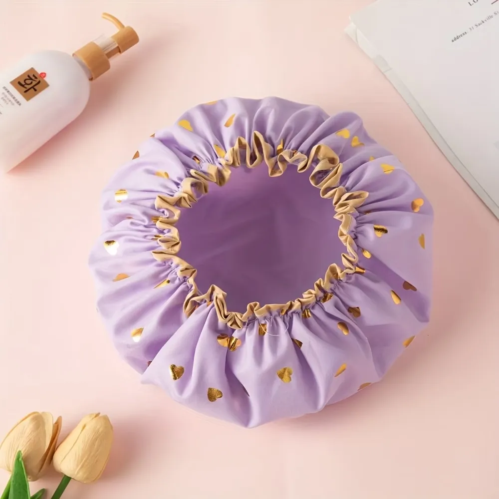 Metallic Heart Shower Cap