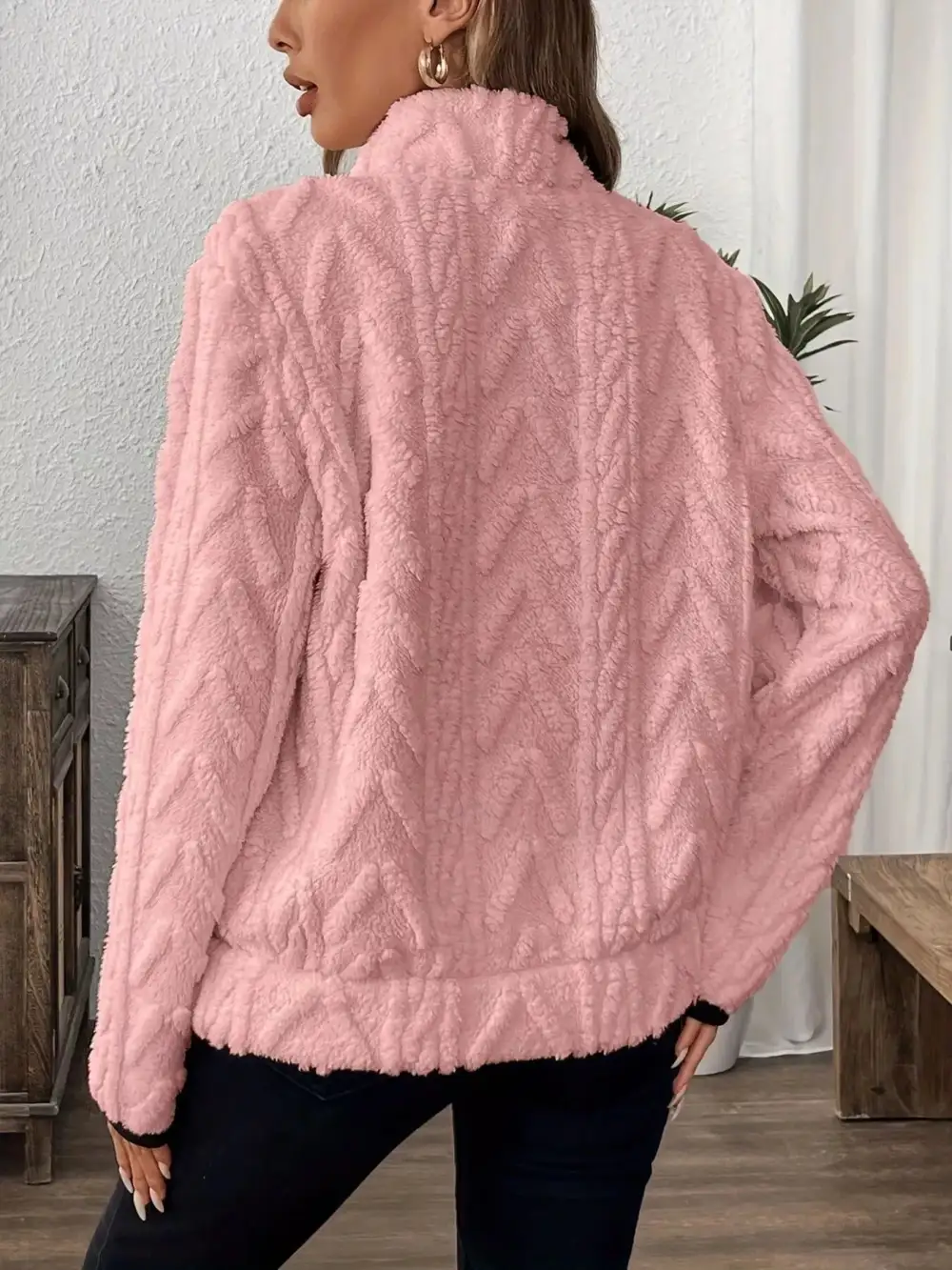 Fleece Half Zip Sweatshirt Plus Size