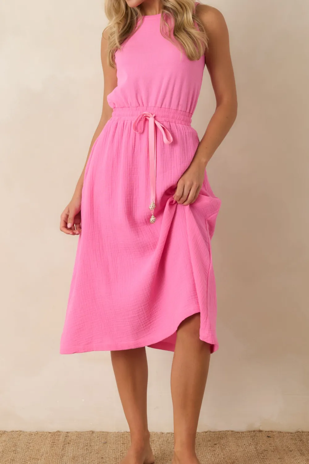 Sleeveless Waist Corset Midi Dress