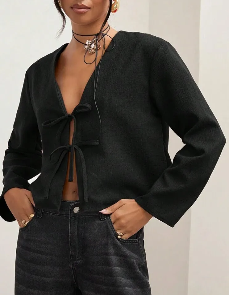 Black Tie Front Blazer
