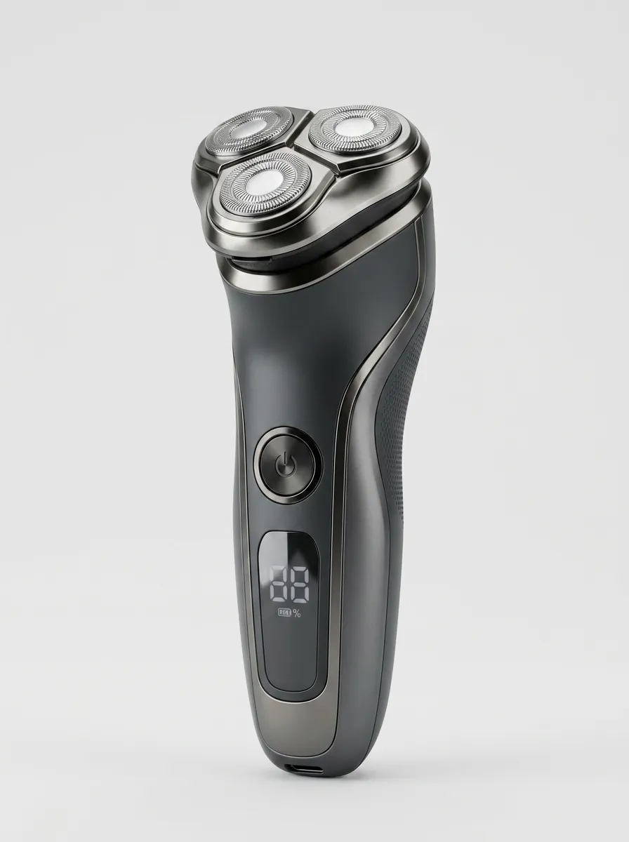 Rotary Triple-Head LED Display Electric Shaver for Grooming Routines