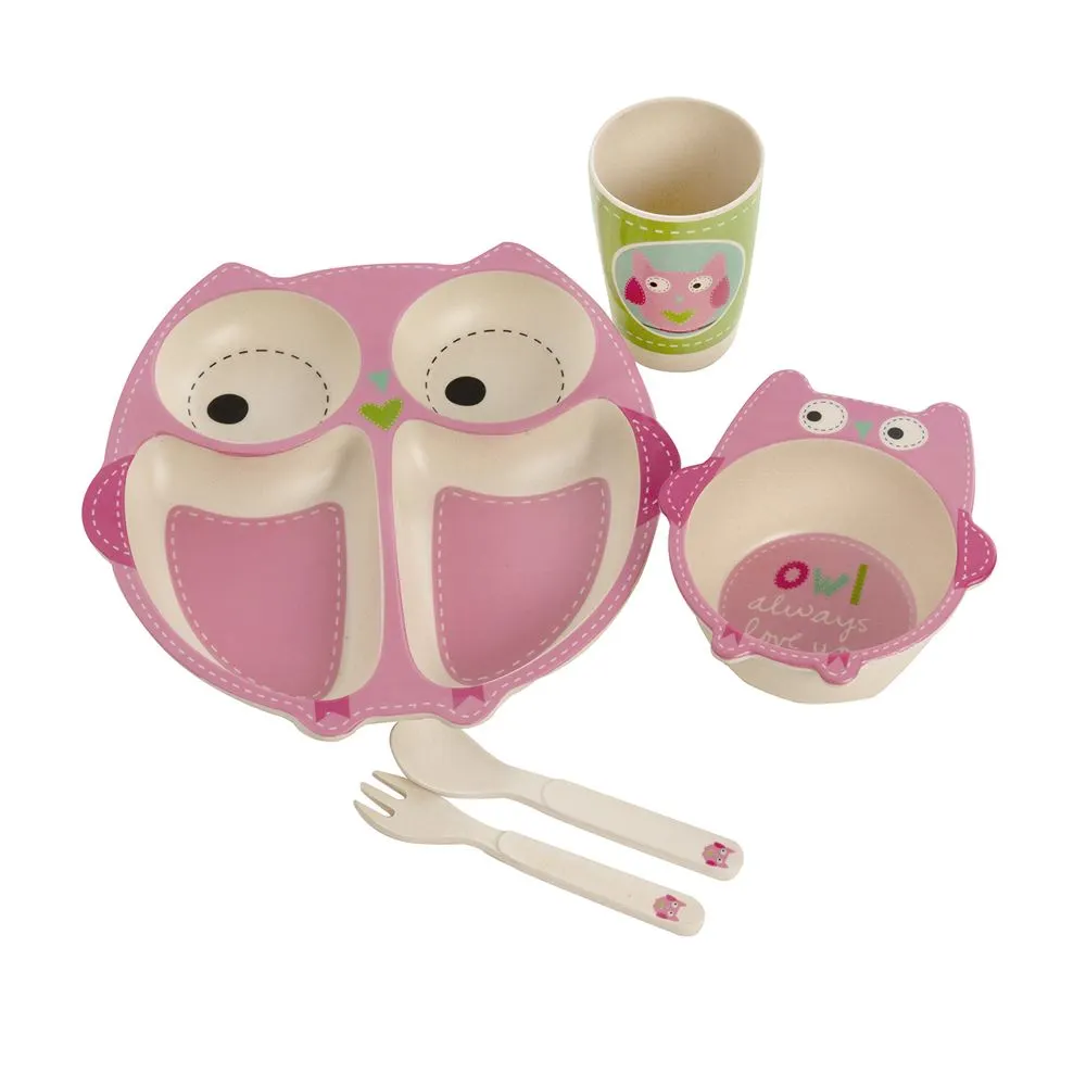 Eco Bamboo Kids Dinner Set Owl