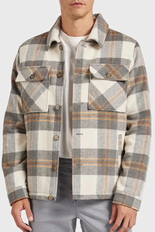 Relaxed Fit Plaid Flannel Button Up Jacket