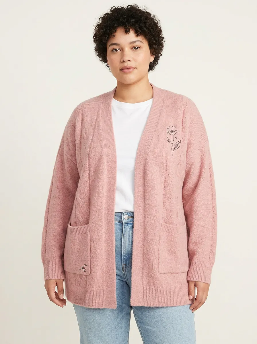 Women's Floral Bird Nature Lover Printed Knit Cardigan