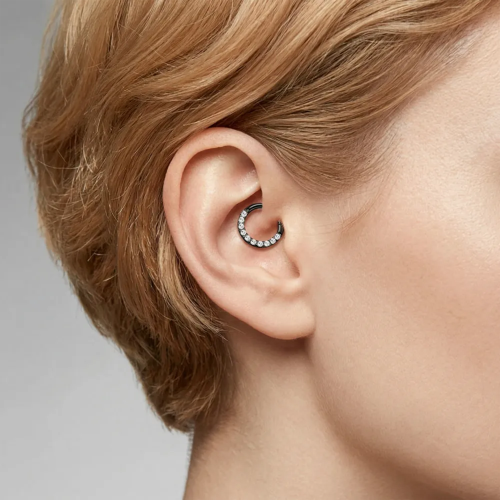 Elegant Titanium Hinged Hoop Ring