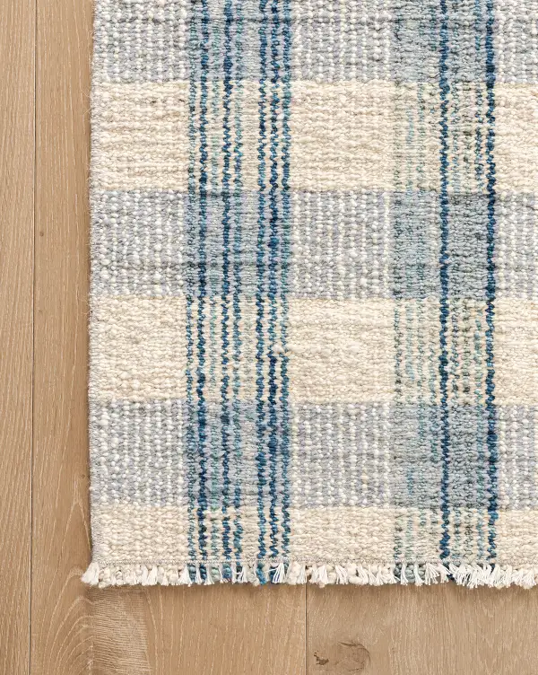 Gingham Hand-Loomed Wool-Cotton Area Rug