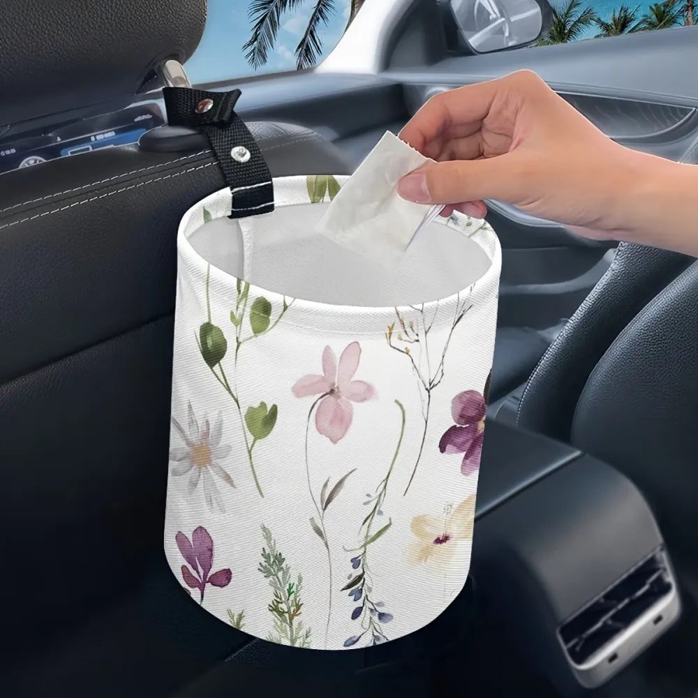 Floral Car Hanging Trash Bin