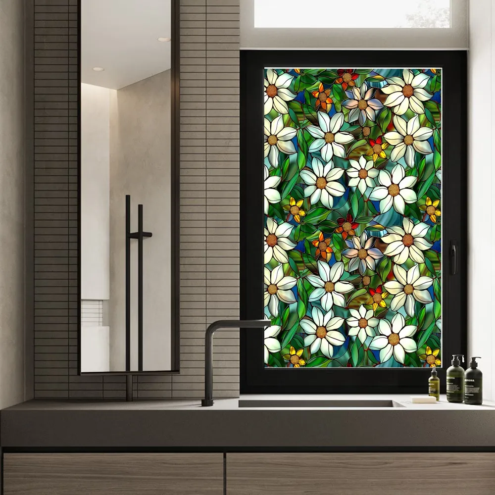Stained Glass Floral Window Sticker