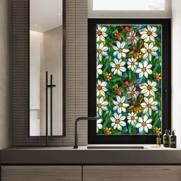 Stained Glass Floral Window Sticker