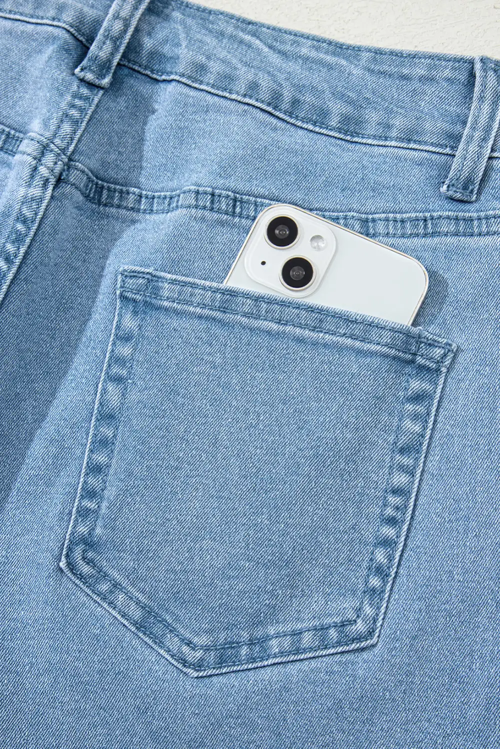 Classic High Waist Wide Leg Washed Denim Jeans
