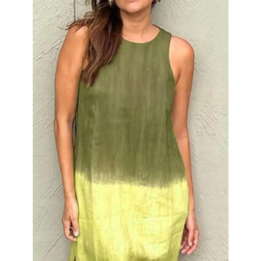Full Size Sleeveless Gradient Tank Midi Dress Plus Size