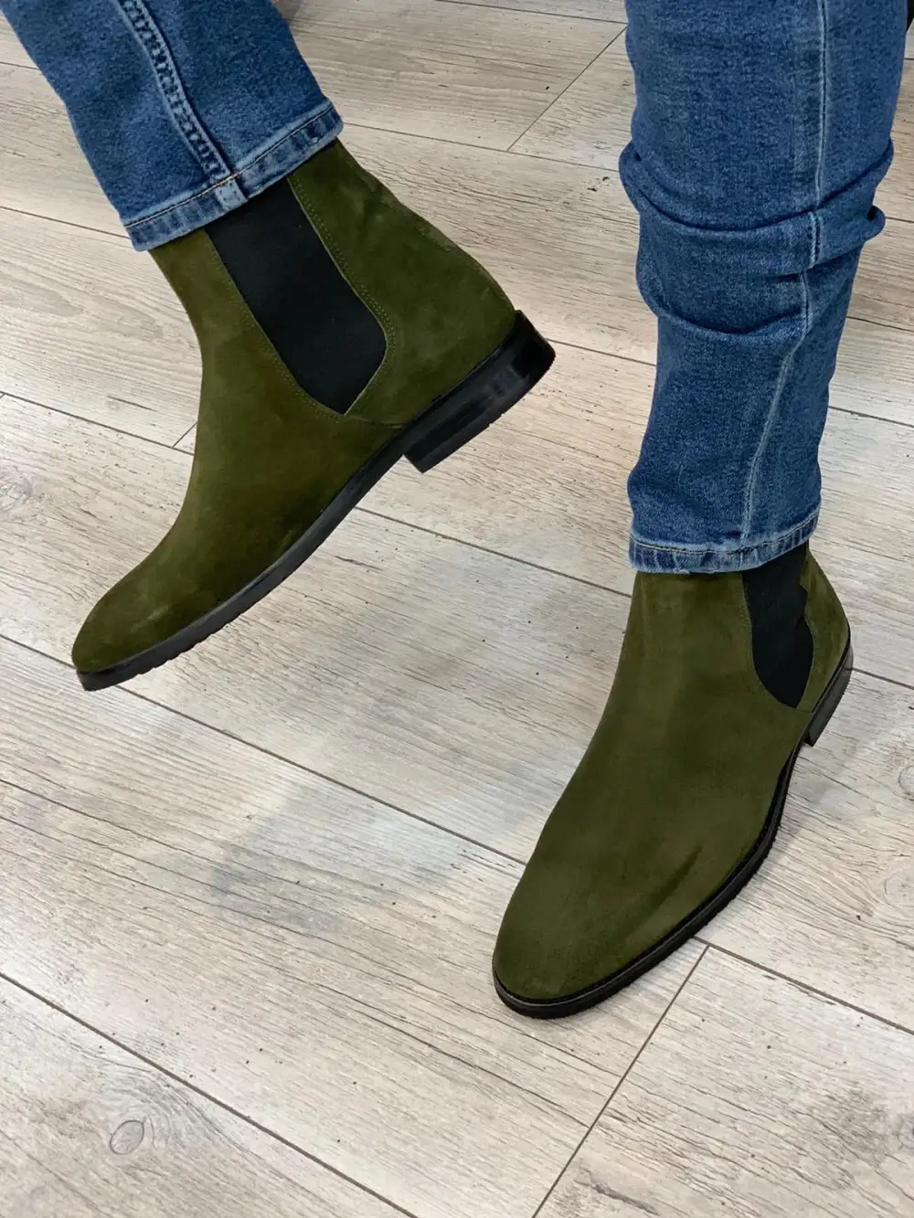 Textured Leather Chelsea Boots