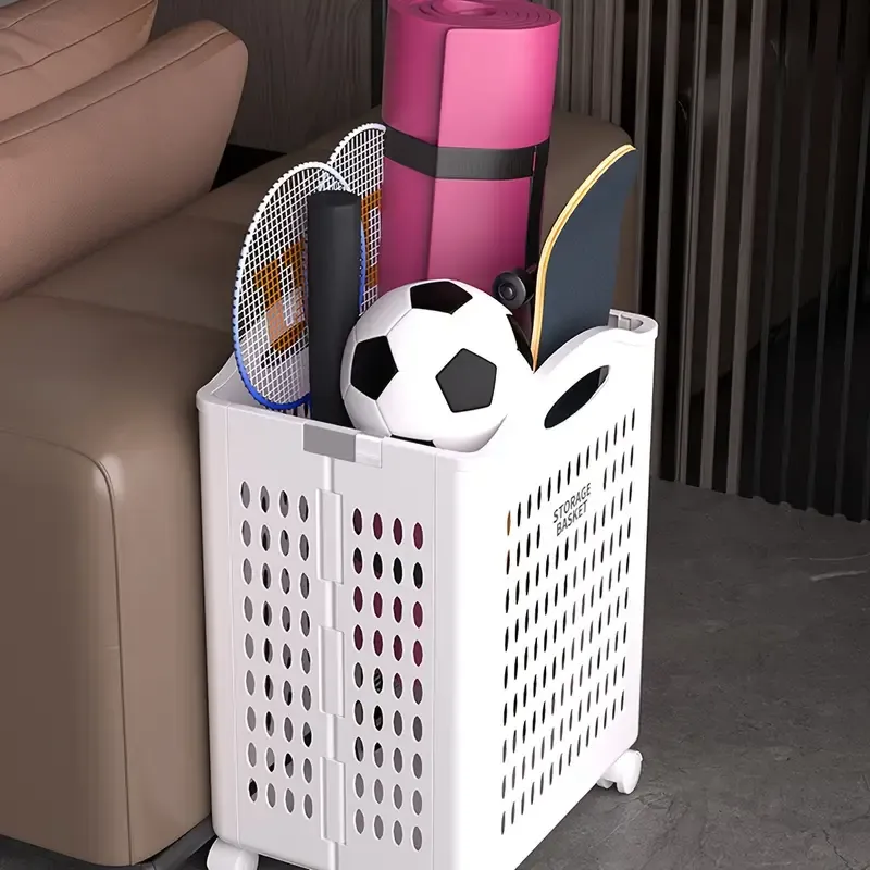Compact Large Foldable Rolling Laundry Basket