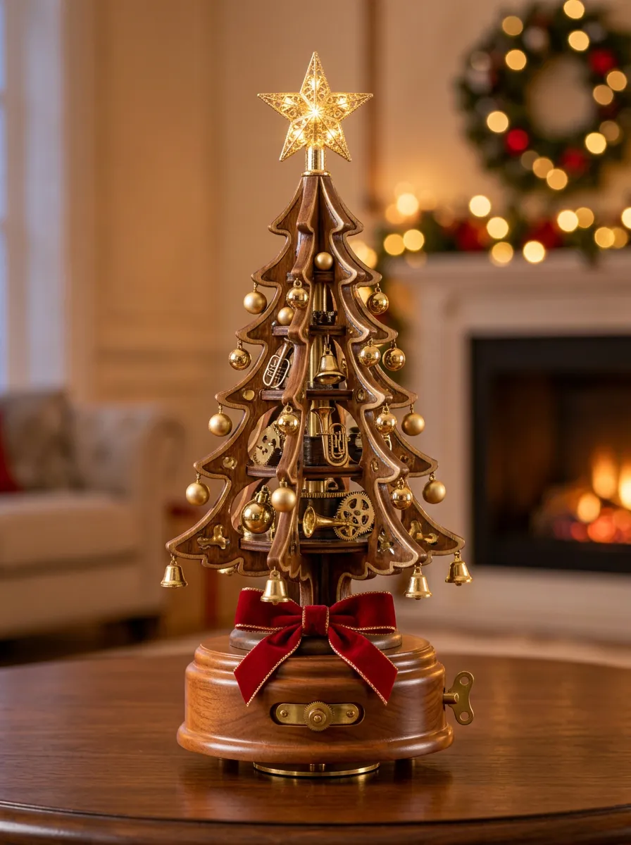 Wooden Gear Star Christmas Tabletop Tree
