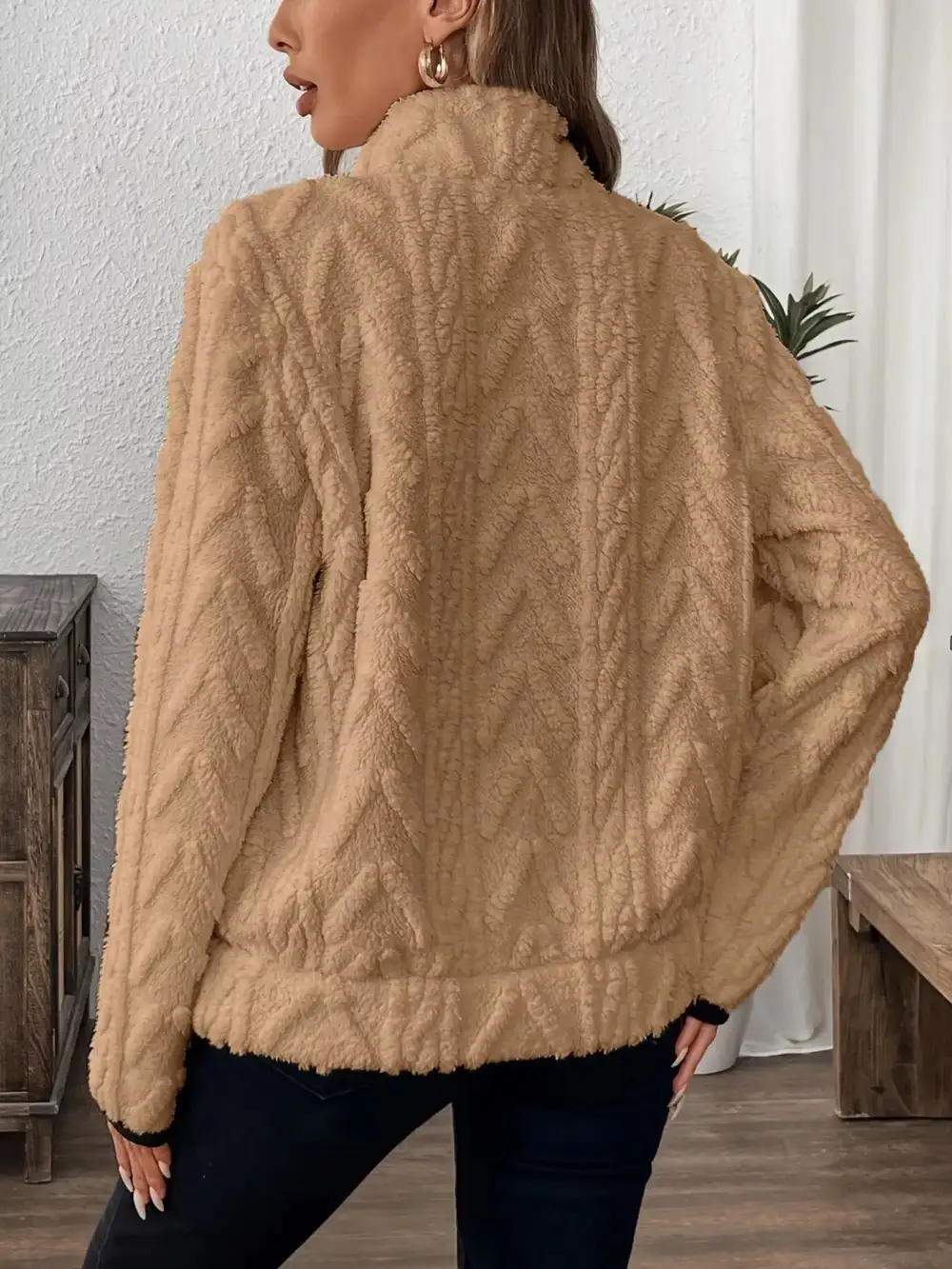 Fleece Half Zip Sweatshirt Plus Size