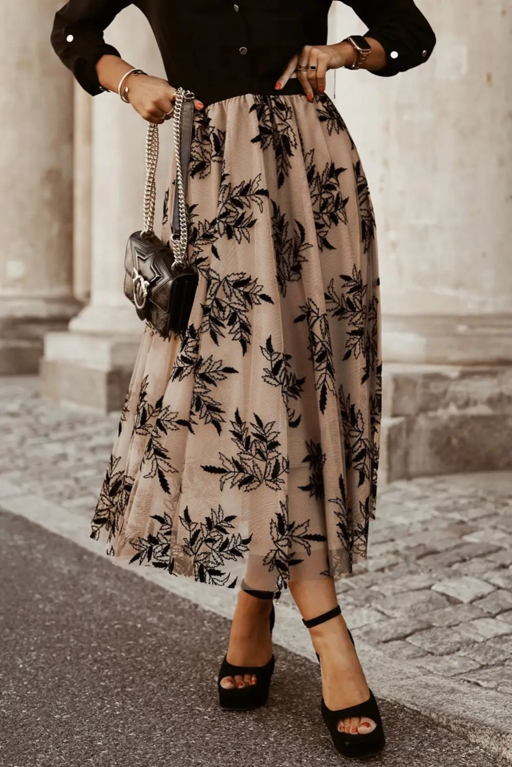 Curve Loose Printed Skirt