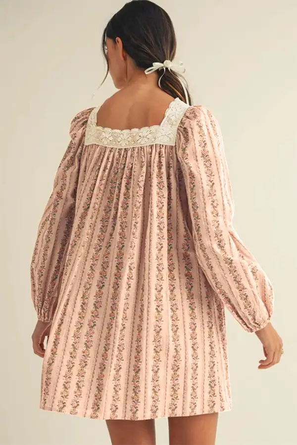 Floral Patchwork Lace Mini Dress