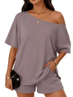 Easygoing Refined Pocketed Top and Shorts Matching Set