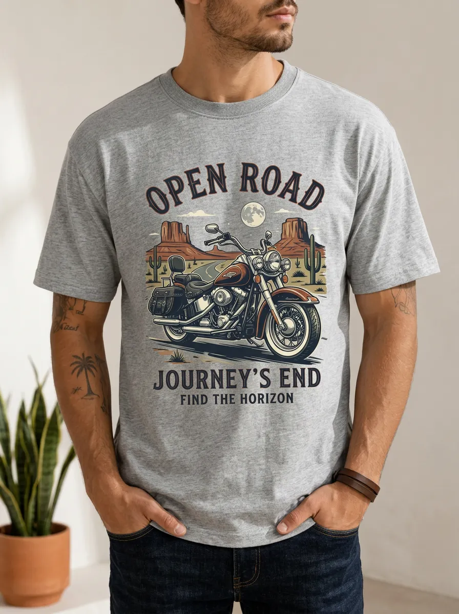 Men's Open Road Motorcycle Graphic T-Shirt