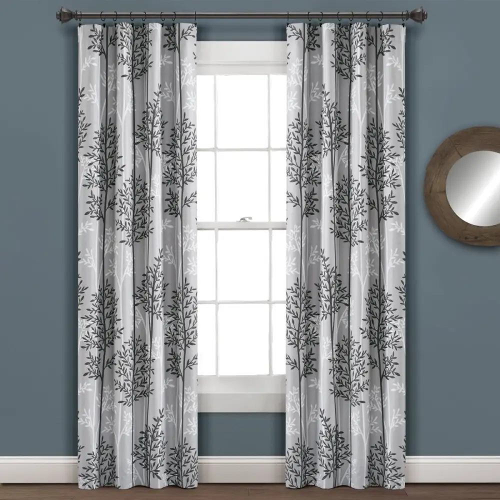 Farmhouse Botanical Full Blackout Rod Pocket Curtain Panel Set