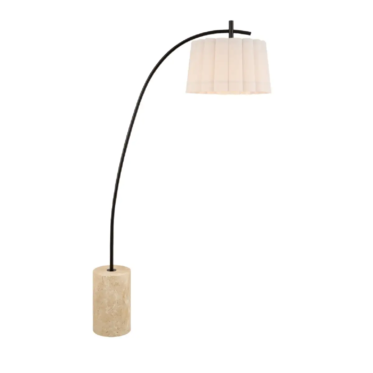 Modern Linen-Shade Scalloped Floor Lamp