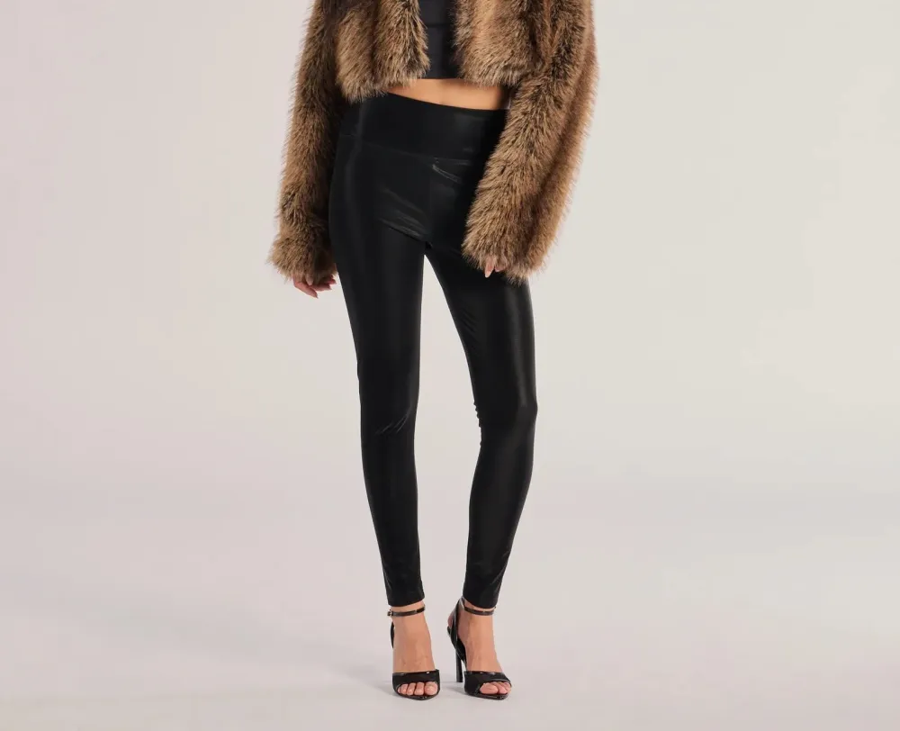 Black Faux Leather High-Rise Leggings