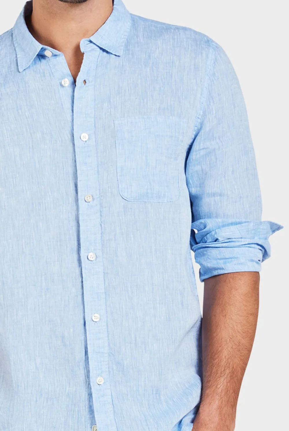 Micro Print Linen Blend Casual Button Up Shirt