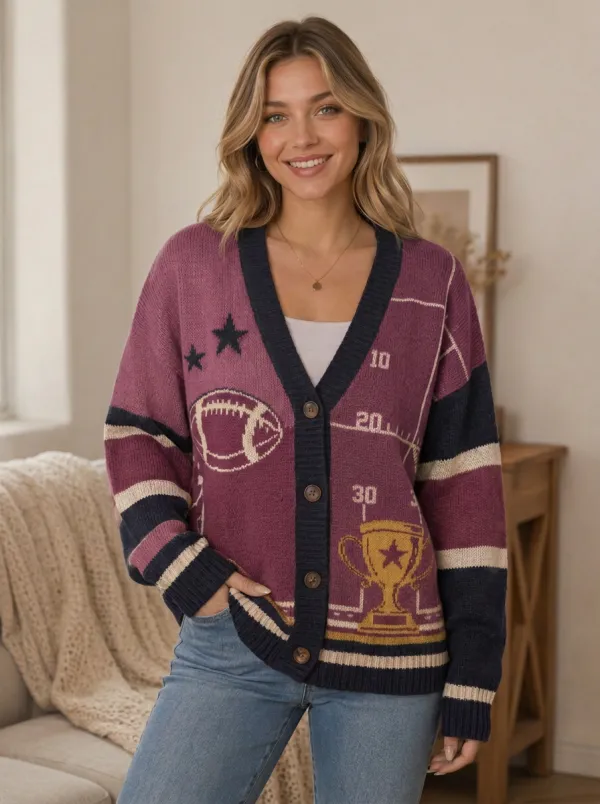 Women's Gridiron Trophy Field Knit Cardigan