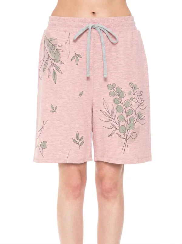 Women's Botanical Nature Lover Eucalyptus Leaf Printed Shorts