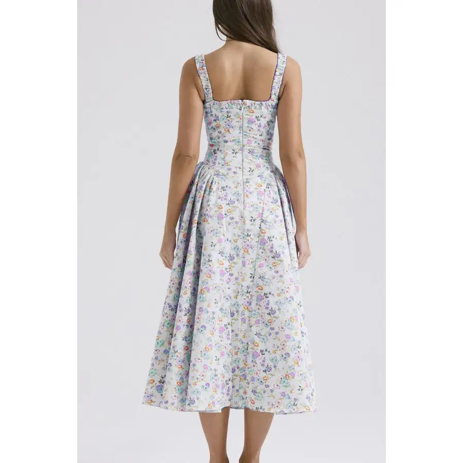 Square Neck Wide Strap Midi Dress