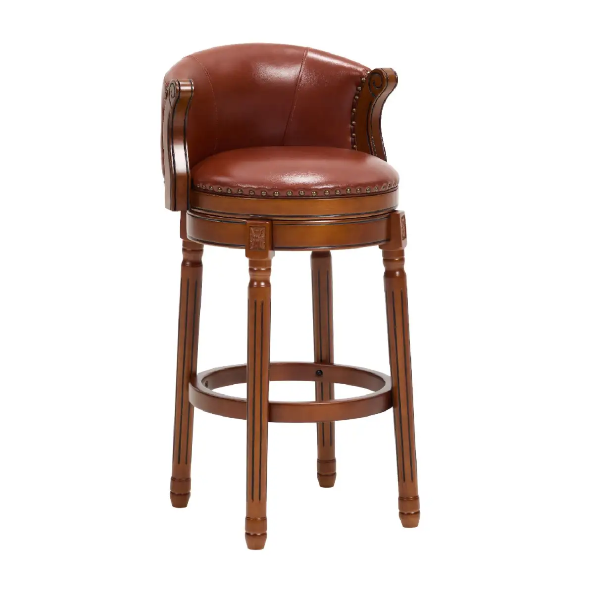 Leather Wooden Bar Stool