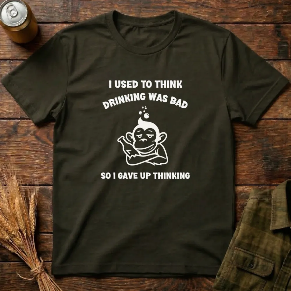 Drinking Was Bad Graphic Cotton T-Shirt